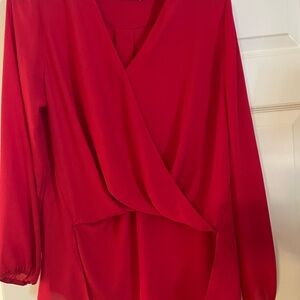Red Surplice georgette top. Size Medium